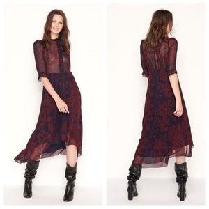 Ba&sh Baleares High/low Chiffon Dress In Marine